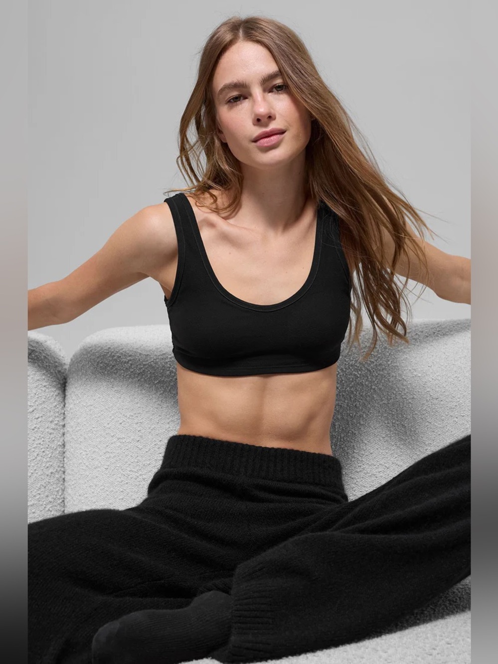 Alo Yoga Alosoft Center Stage Bra Black Size Small